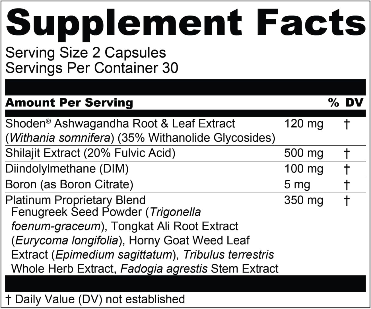 T-Hero Platinum Testosterone Booster – Energy, Muscle & Male Performance, 60ct