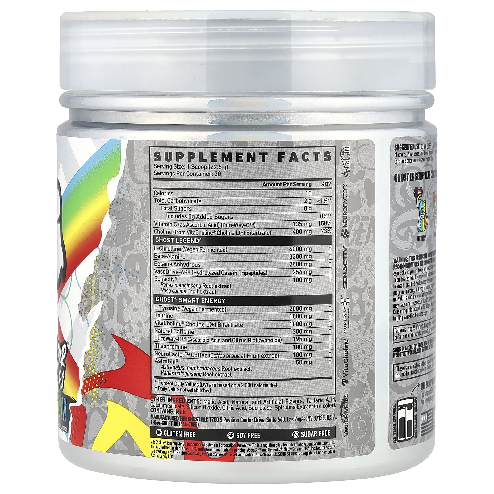 Legend® Pre-Workout, Sour Strips® Rainbow, 23.8 oz (675 g)