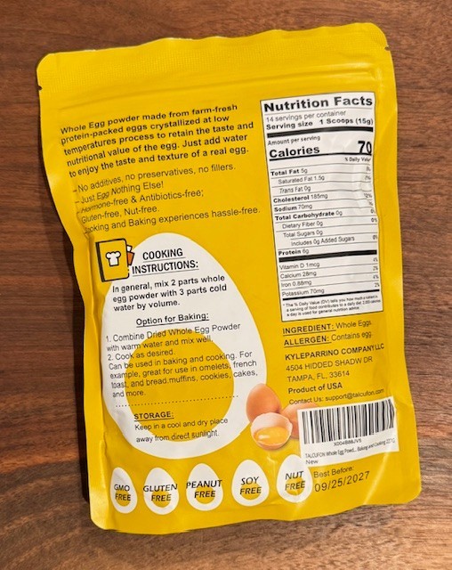GET 3 BAGS !!! Talcufon Dried Whole Egg Powder Pasteurized 8 Oz – 3 BAGS