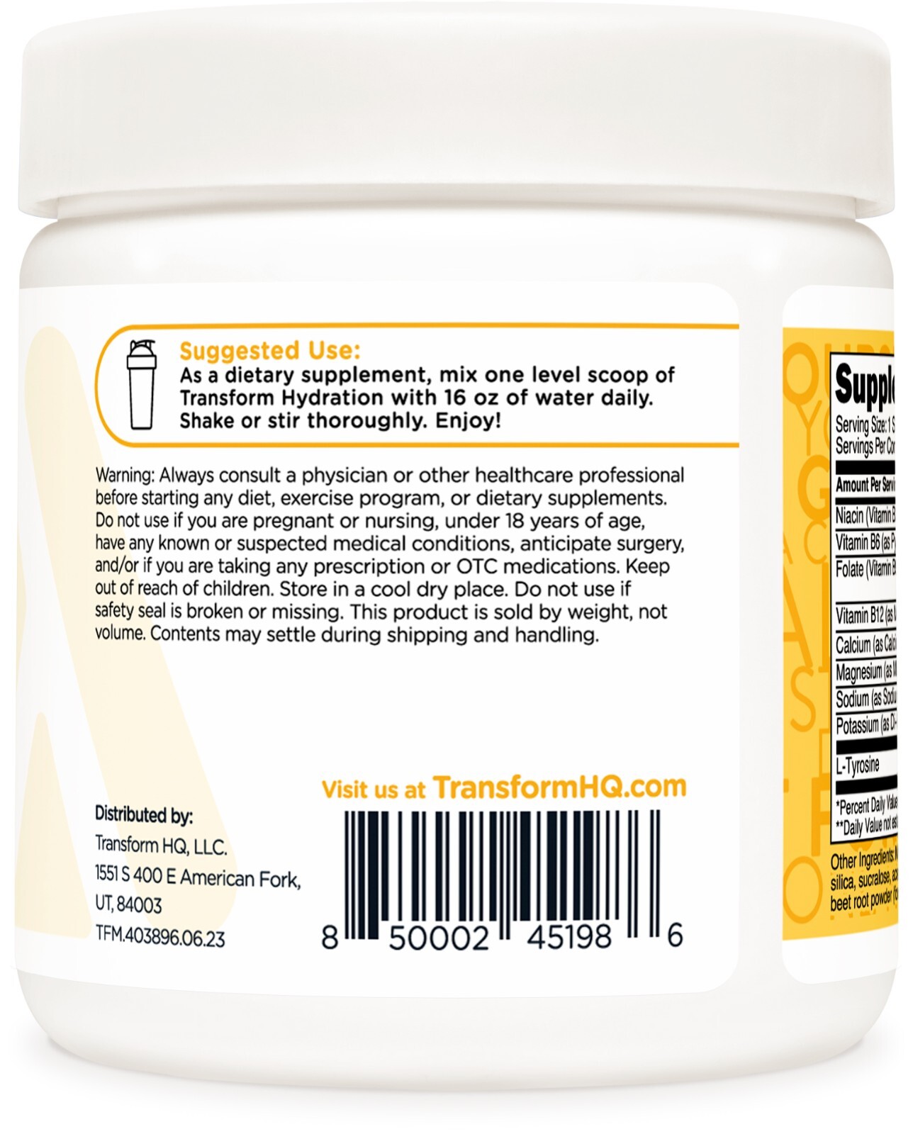 TransformHQ Hydration 42 Servings (Peach Mango) – Electrolytes, Mental Clarity