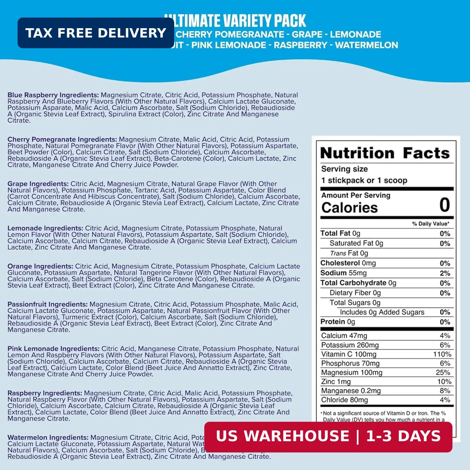 Ultima Replenisher Daily Electrolyte Powder – Ultimate Variety Pack, 36 Stickpac