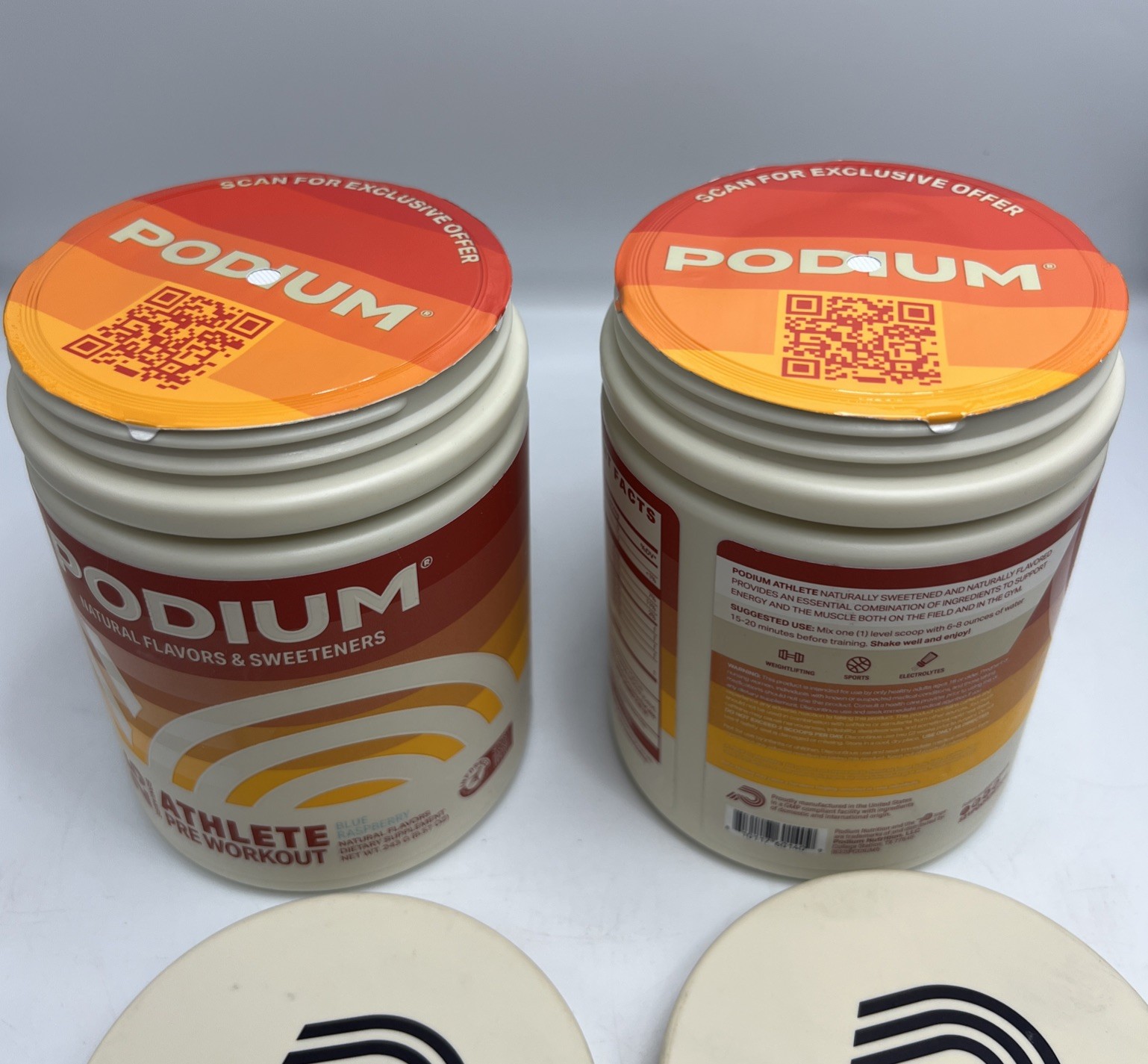 2 X PODIUM Natural Flavors & Sweeteners Athlete Pre Workout – Blue Raspberry