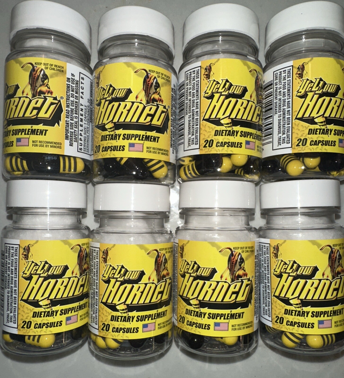 8ct Yellow Hornet Herbal Dietary Supplement Weight Loss Energy Focus 160 Caps