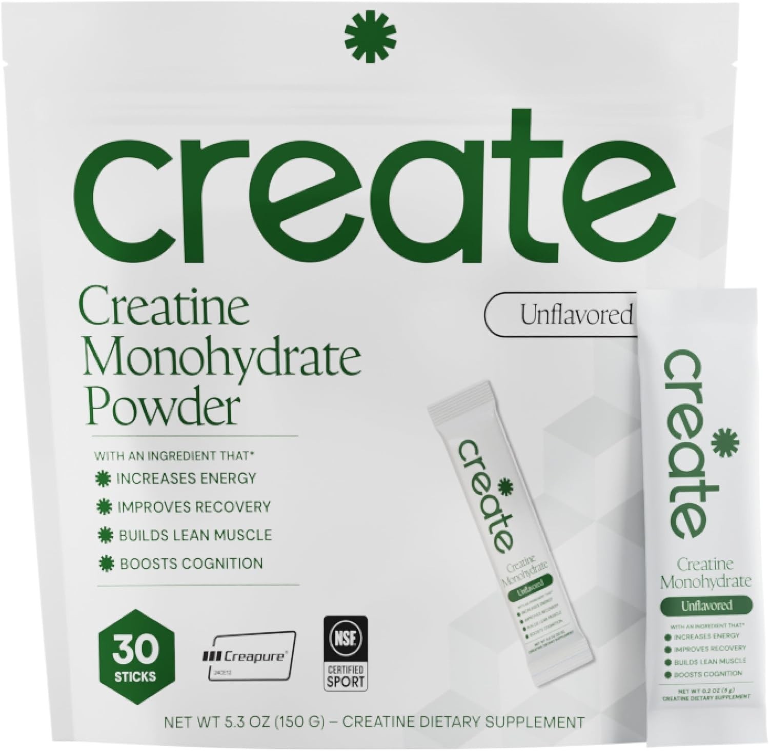 Creatine Monohydrate Powder – Unflavored – 30 Single-Serve Packs | NSF Certif…