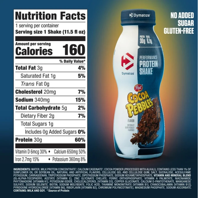 Dymatize Performance Protein Shake, Cocoa Pebbles, 12 Count, 30g Protein