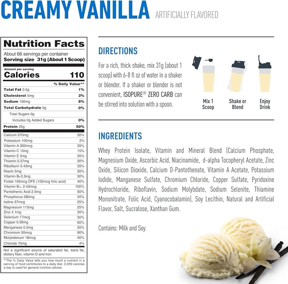 Isopure 25g Zero Carb Protein Powder 4.5 Lbs (66 Servings)