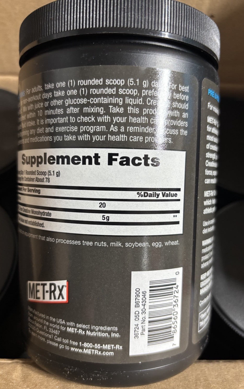 Lot 6 Met-Rx Creatine Monohydrate Powder, Unflavored (14.1 oz) BB 6/25 Case Pack