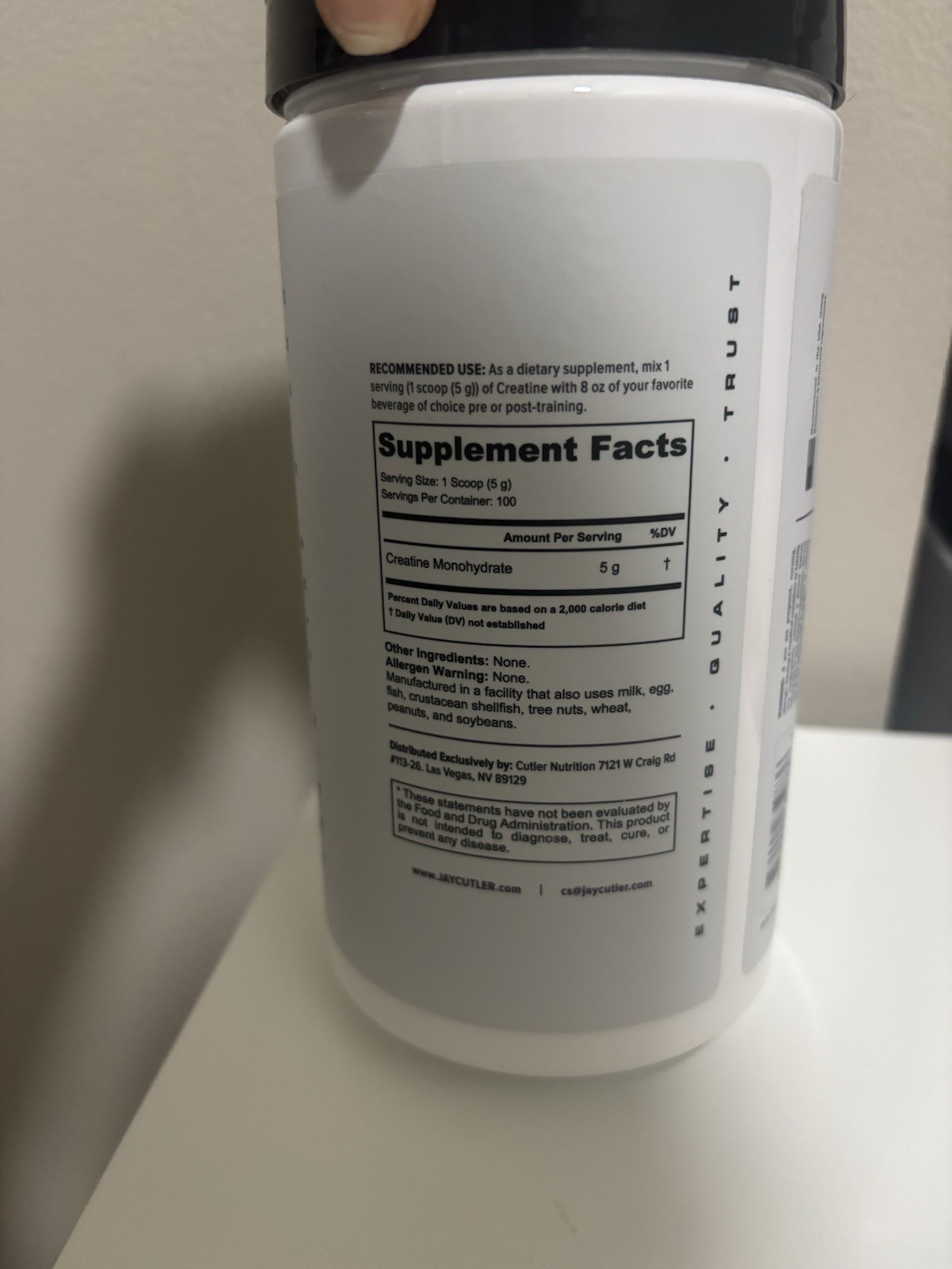 Cutler Essentials Creatine Monohydrate Unflavored Powder 500g 100 Servings