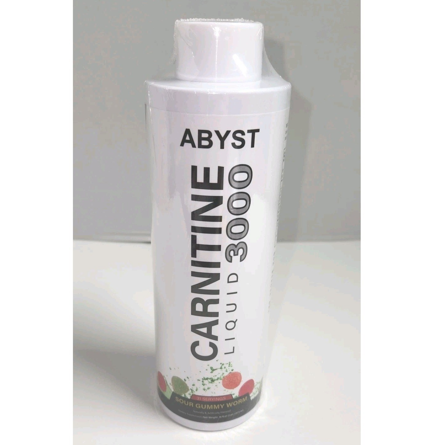 Abyst Liquid Carnitine 3000mg–Energy & Metabolism Support, 16oz-Sour Gummy Worm