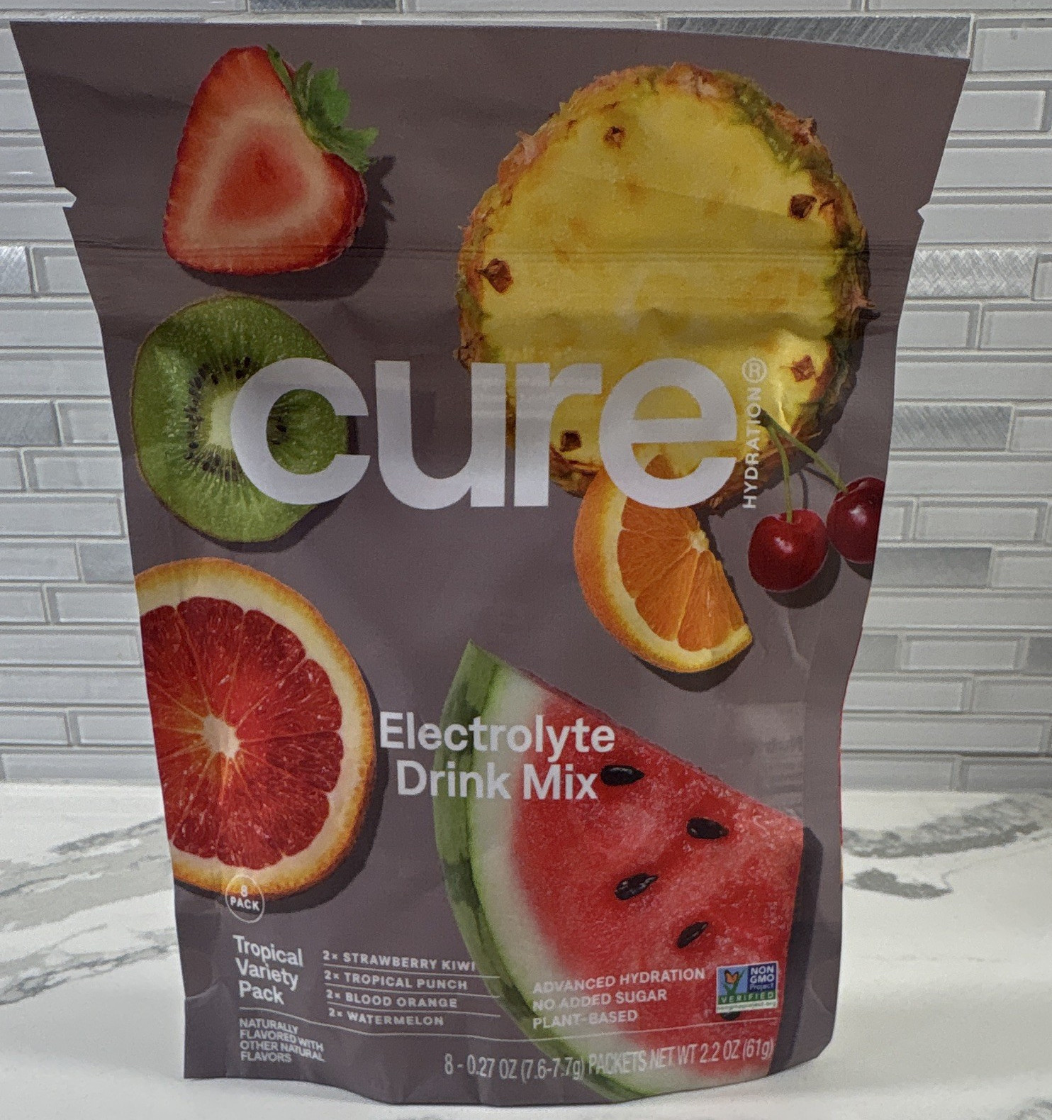 NEW Cure Electrolyte Drink Mix Powder Tropical Variety8 Packets 2.2 oz Exp 07/27