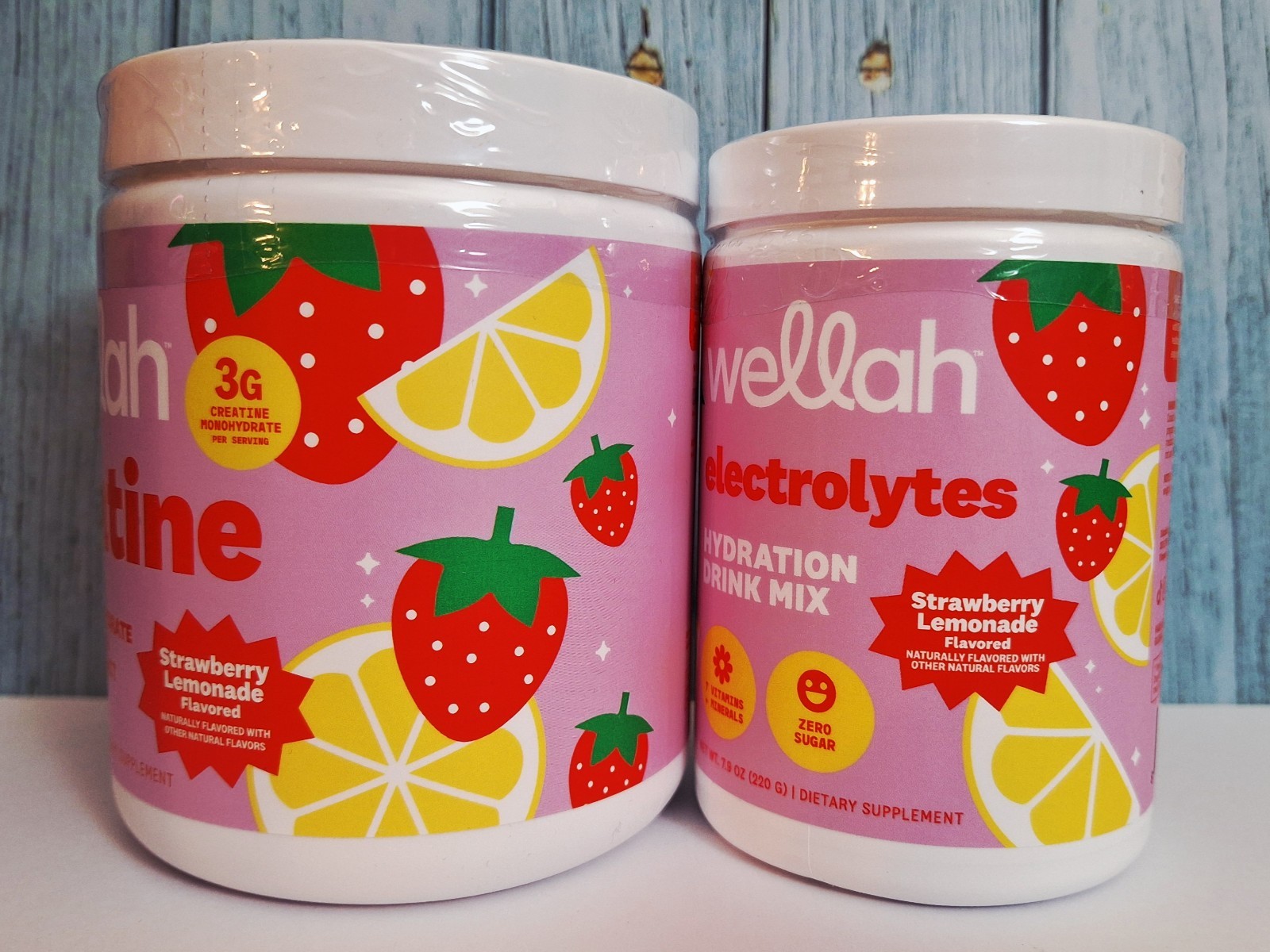Wellah Creatine & Hydration Bundle 🍓 Lemonade, 50 Servings each, Exp – 2029✨️