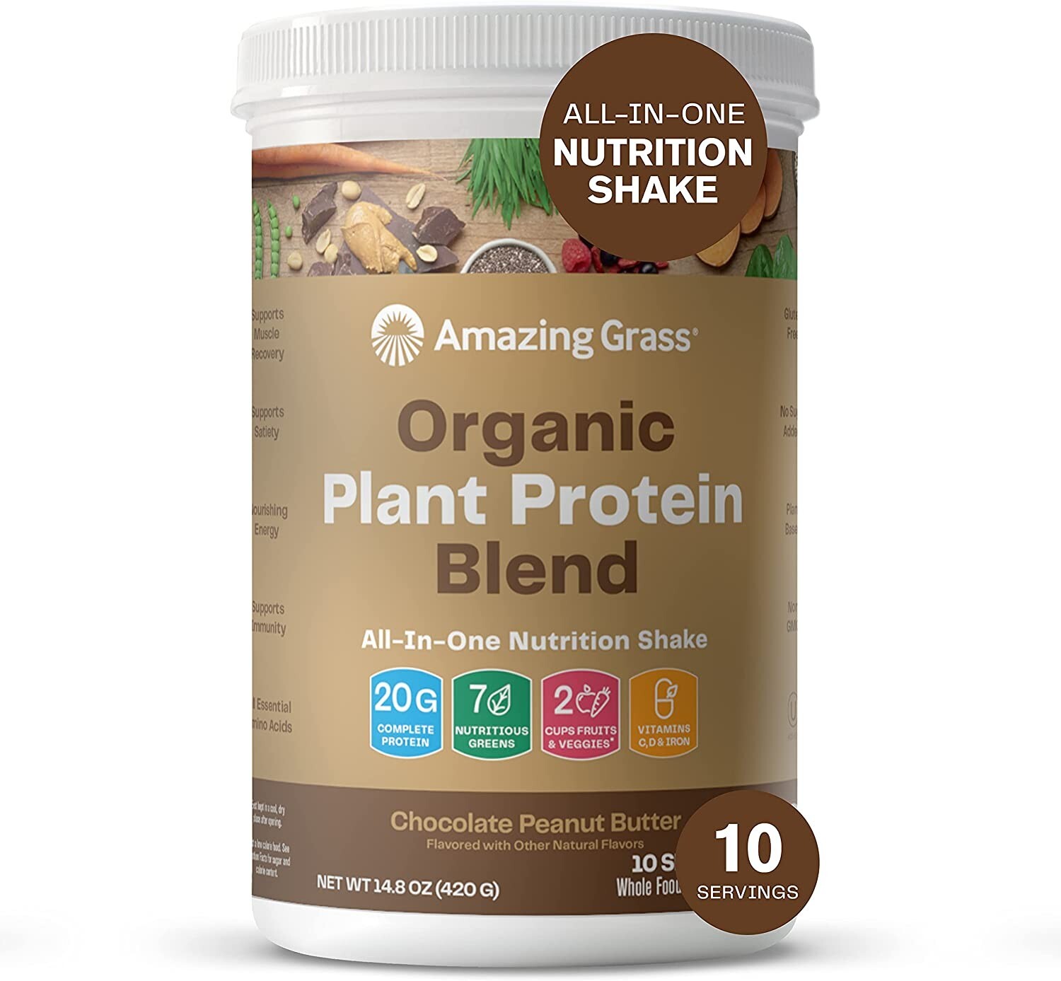 Optimum Nutrition Vegan Protein Powder – 10 Servings – Chocolate Peanut Butter
