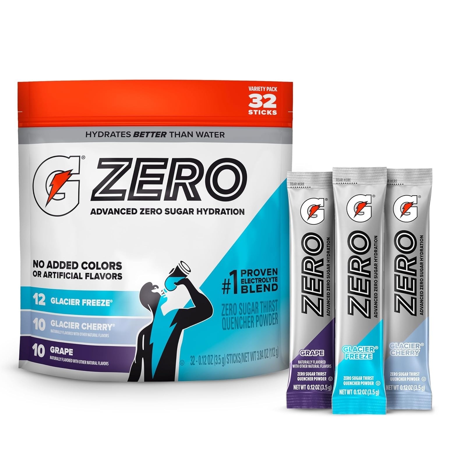 Gatorade Zero Sugar Electrolyte Powder, Grape Flavor, 32 Servings