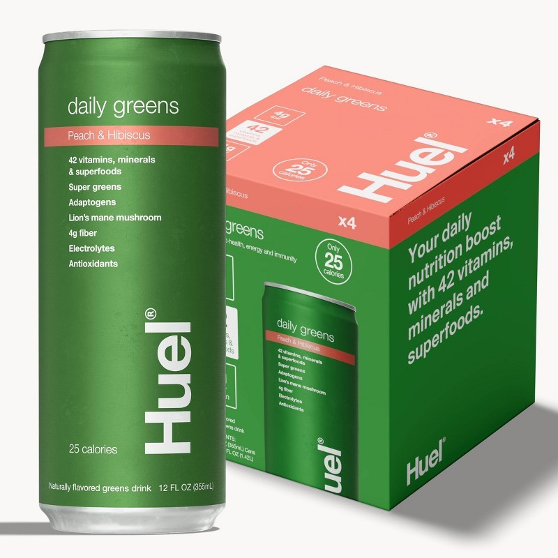 Peach Hibiscus Daily Ready-to-Drink Greens Superfood Supplements 4pk/12 fl oz