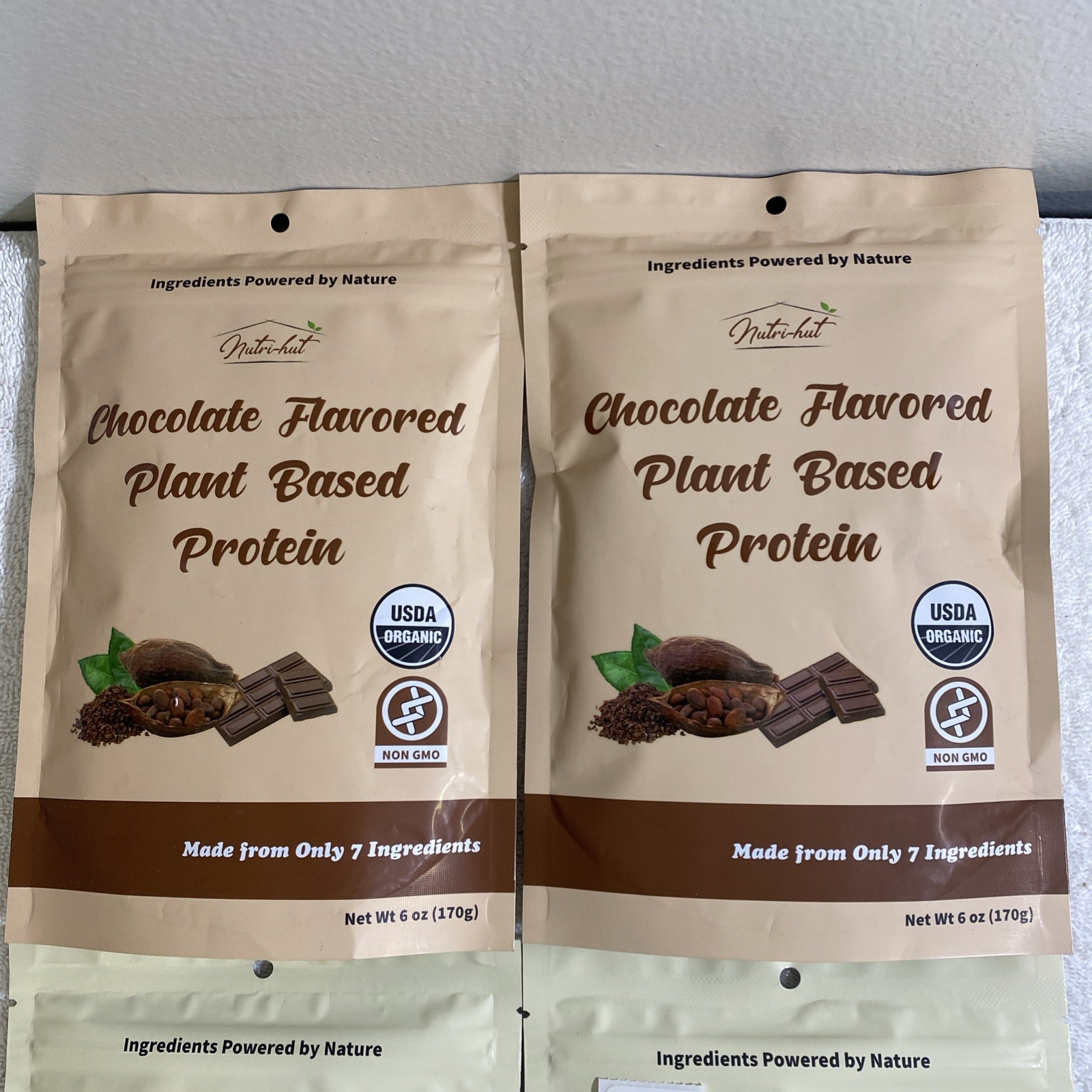 Lot Of 4, Nutri Hut, Plant Based Protein Powder, 6 oz Each Vanilla & Cho, (T745