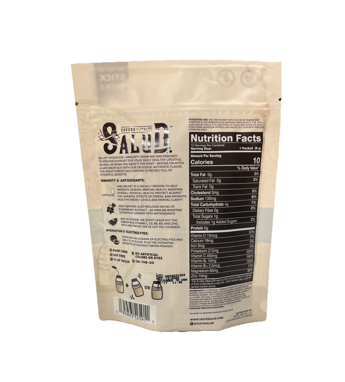 Salud Hydration & Immunity Drink Mix Comes With 15 Servings Flavor Horchata