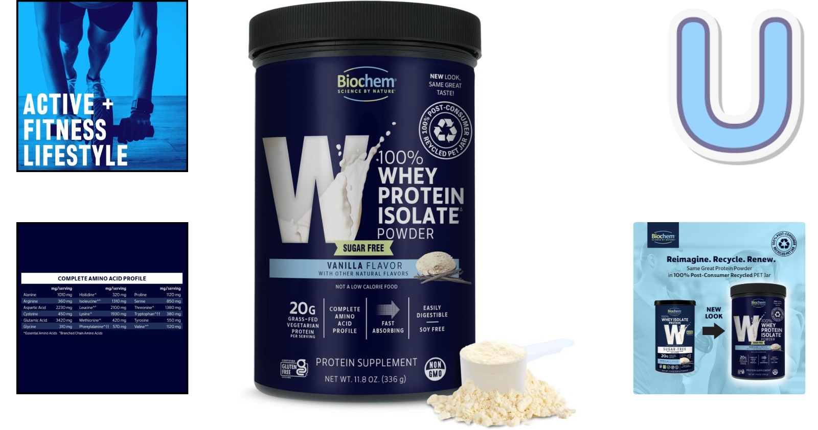 20g Sugar-Free Vanilla Whey Protein – Gluten Free, Vegetarian 11.8oz