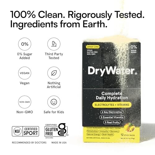 Electrolyte + Vitamin Hydration Powder Packets – 1,000mg Potassium, Lemon Lime