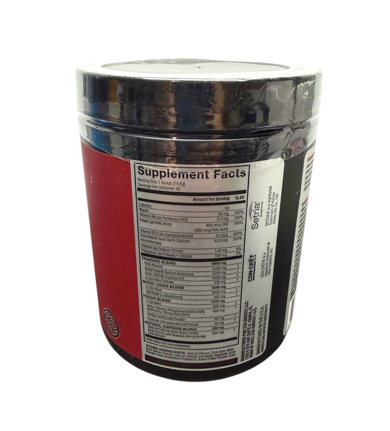 ZOA+ Zero Sugar PRE-WORKOUT Powder CHERRY LIME NSF-CERTIFIED SPORT 13oz CAFFEINE