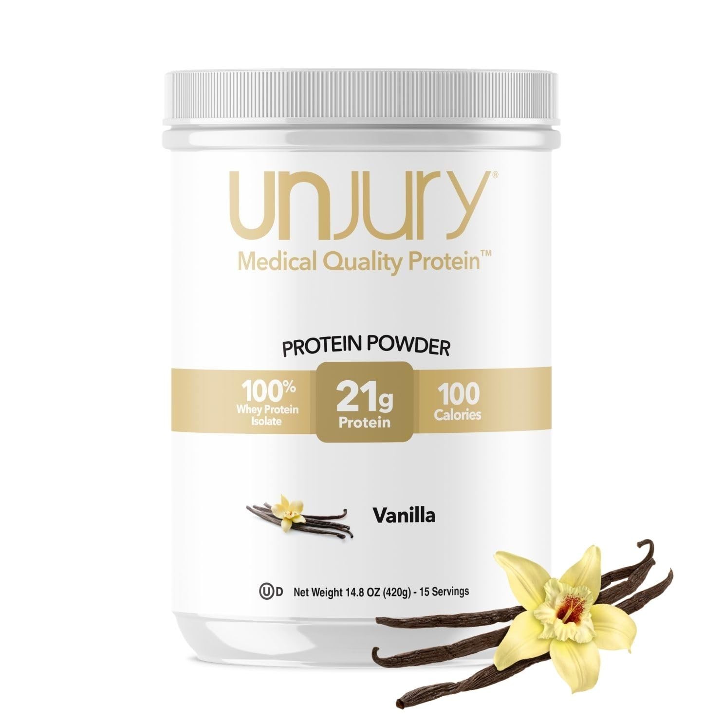 Unjury Whey Protein Powder | Vanilla | 21g 100% 14.8 Ounce (Pack of 1)
