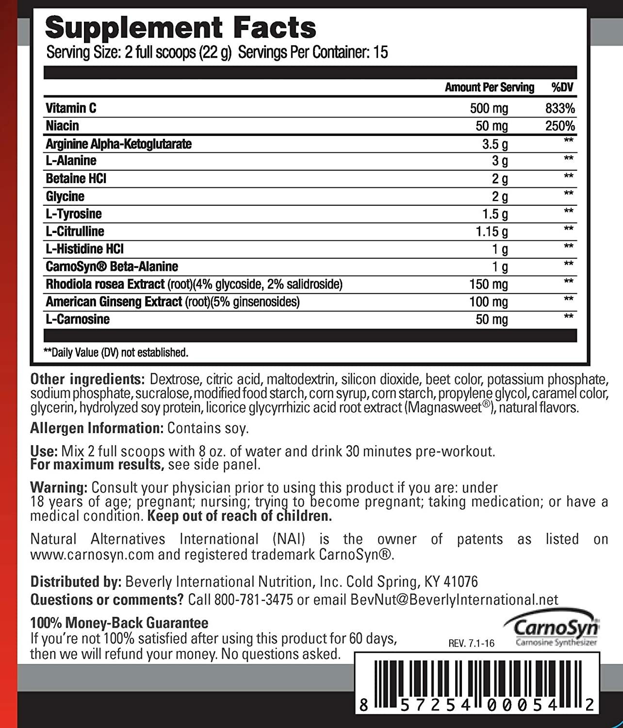Beverly International Up-Lift Caffeine-Free, Non-Habit-Forming Pre-Workout