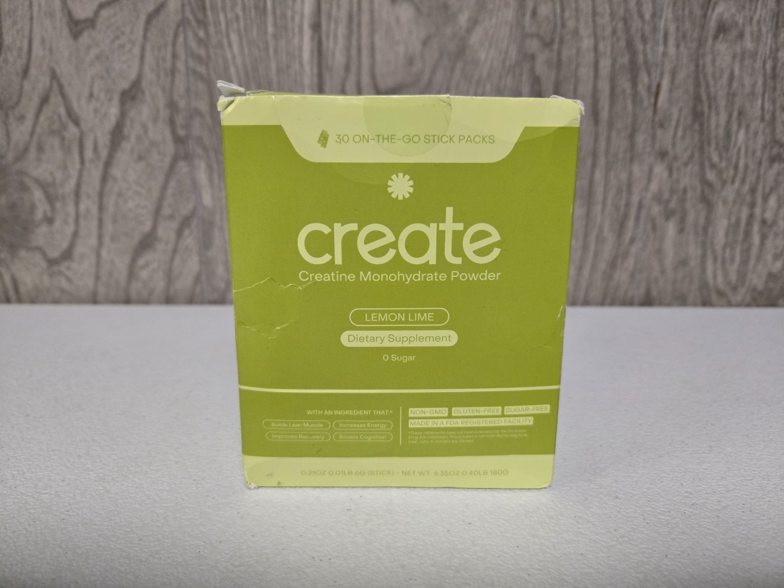 Create Creatine Monohydrate Powder Lemon Lime Dietary Supplement 30 sticks