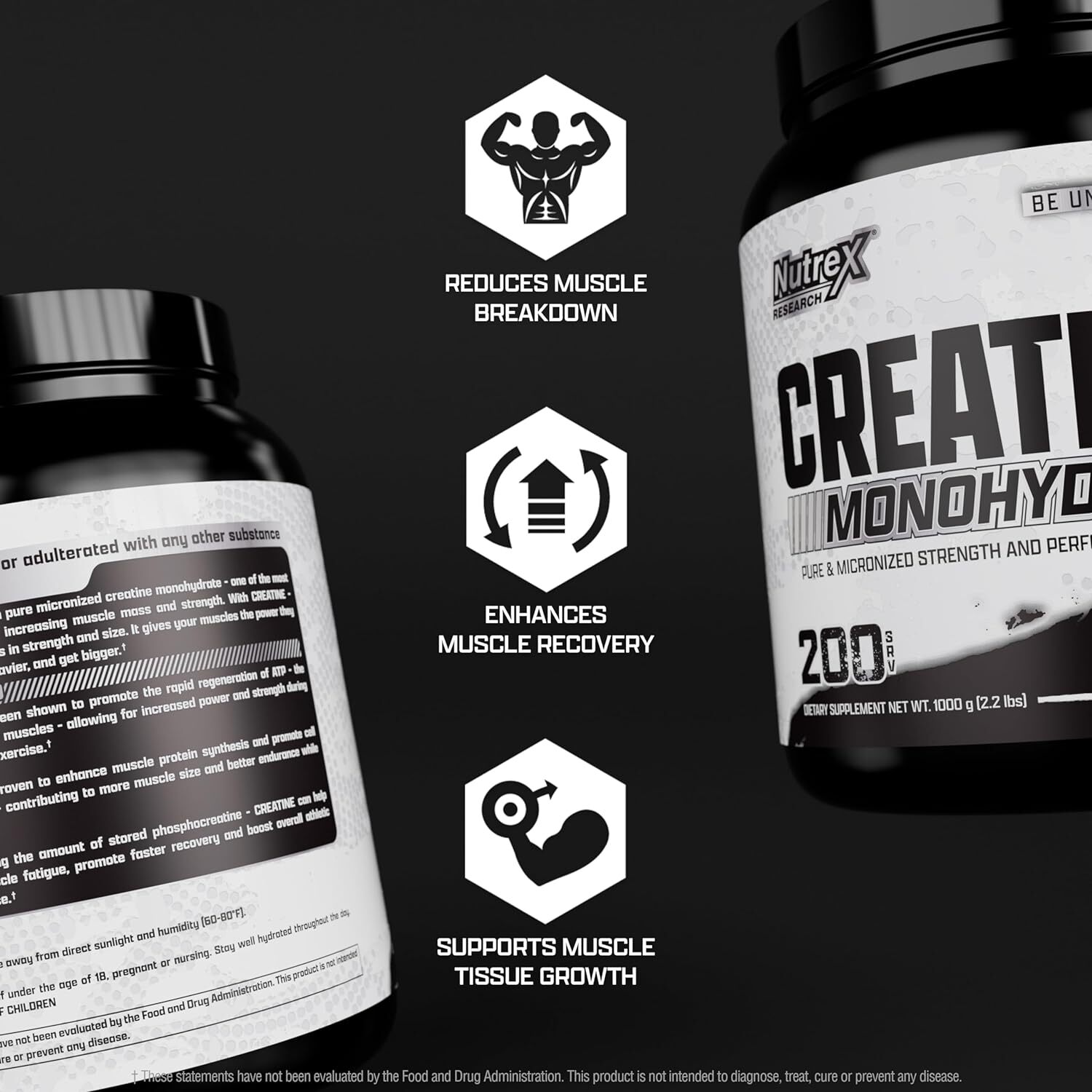 Nutrex CREATINE Monohydrate Powder Micronized Unflavored 200 Servings 1000 Grams