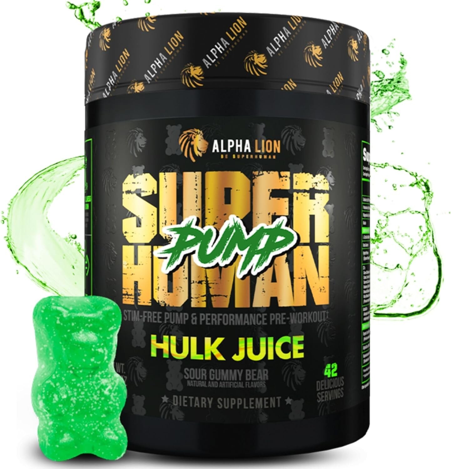 Alpha Lion Super Human Pump Stim Free Nitric Oxide Formula 42 Scoops 3 Flavors