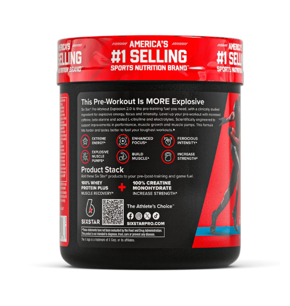 Six Star Pro Nutrition Pre-Workout Powder Explosion 2.0 Electrolyte Matrix, Icy