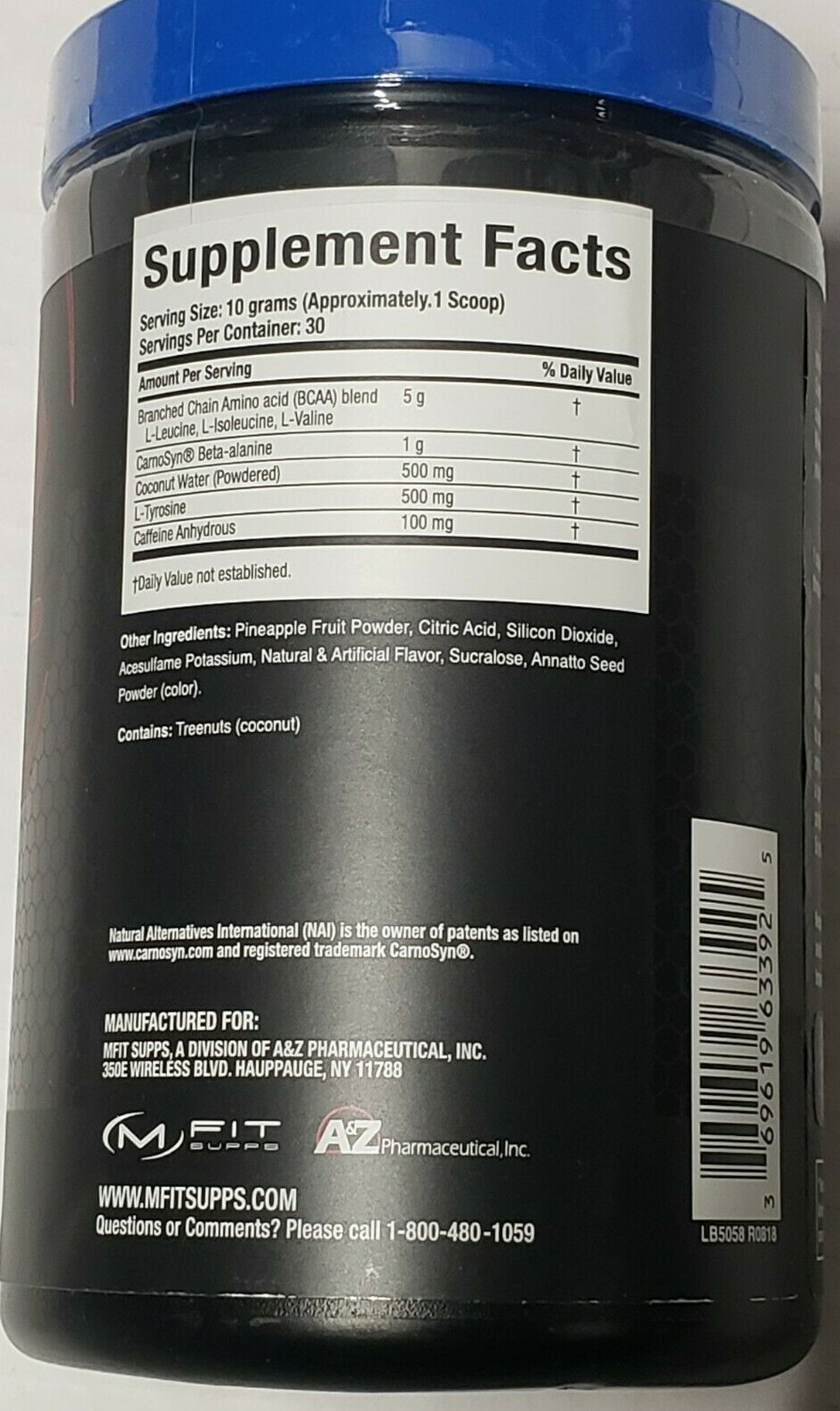 MFIT SUPPS – MENACE – Intra-Workout – Peach Mango – 30 Servings – Exp 12/2024