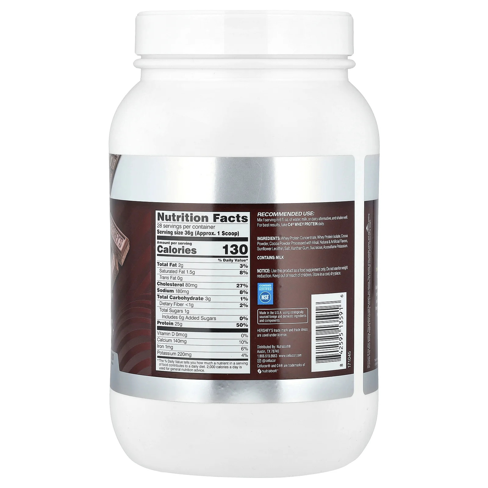 C4® Whey Protein, Hershey’s Milk Chocolate , 2.22 lb (1.01 kg)