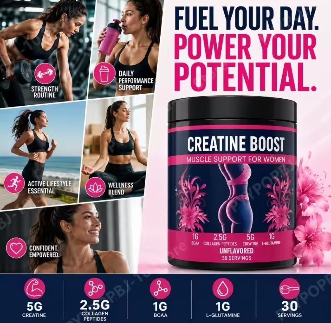 Creatine Powder for Women Unflavored 30 Servings w/ Collagen, BCAA, L-Glutamine