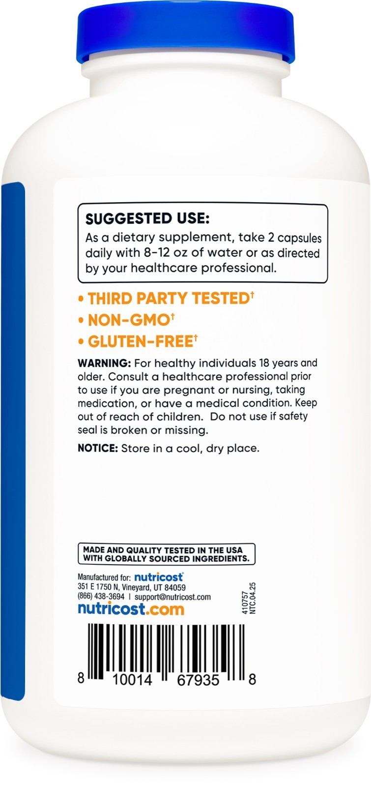Nutricost L-Lysine 1000mg, 500 Capsules – Gluten Free, Non-GMO, 500mg Per Cap