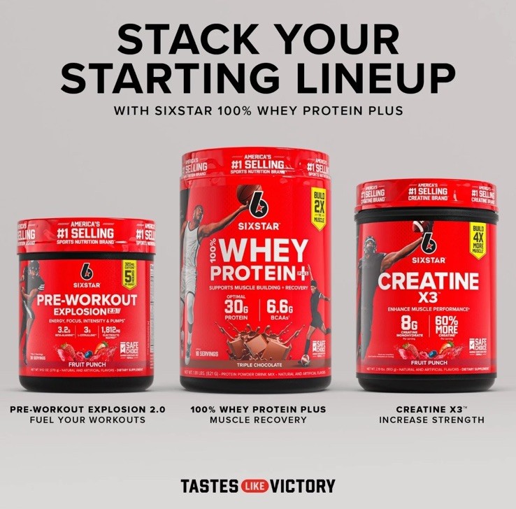 LOT of (2) Six Star Pro Nutrition 100% Whey Protein Powder Plus, 30G Protein