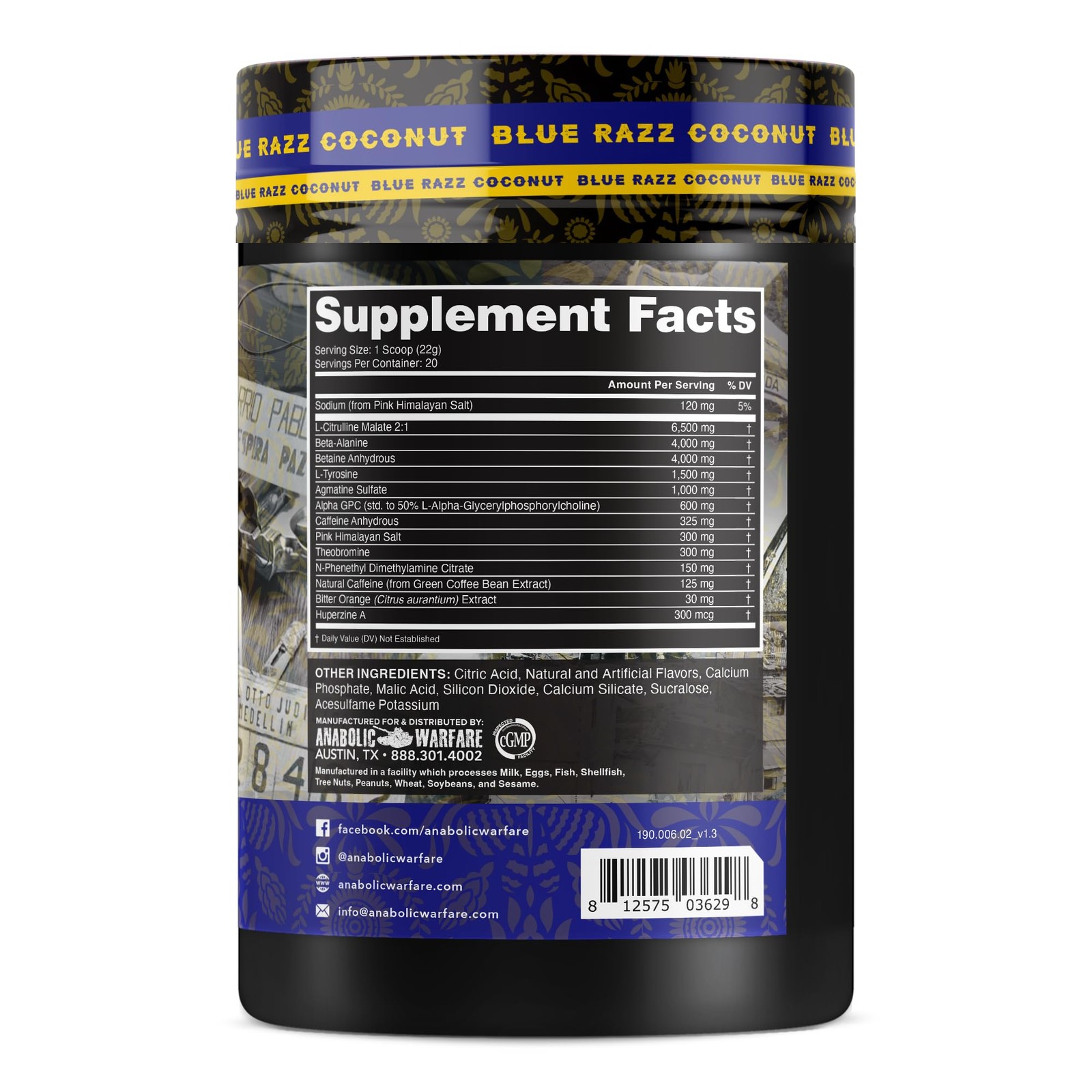 Anabolic Warfare Stim Lord Pre-Workout Blue Razz Coconut – 20 Servings