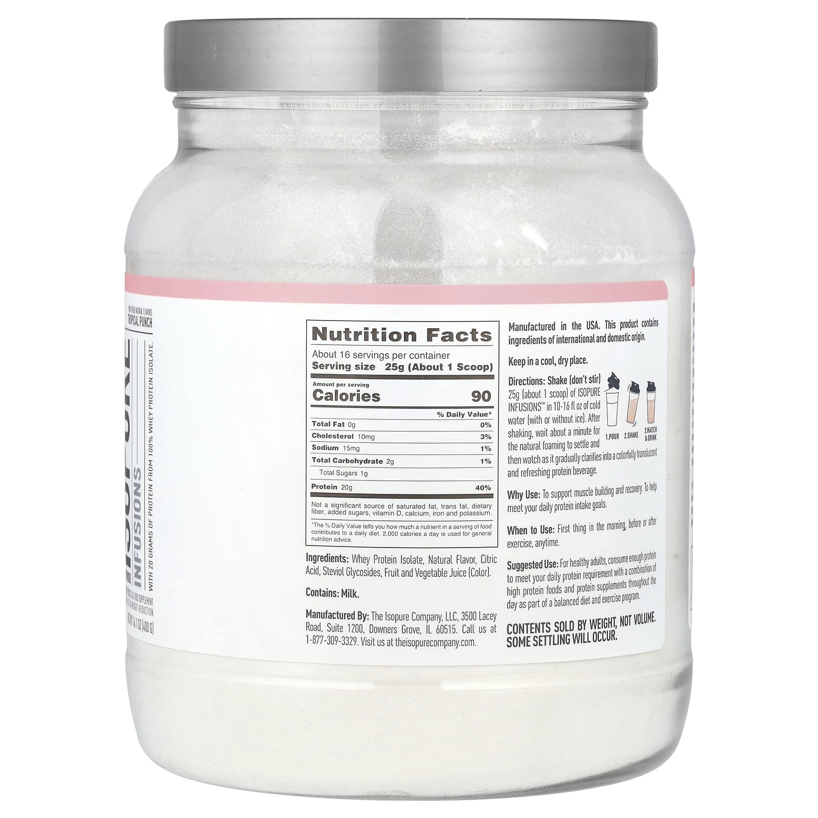 Infusions Protein Powder, Tropical Punch, 14.1 oz (400 g)