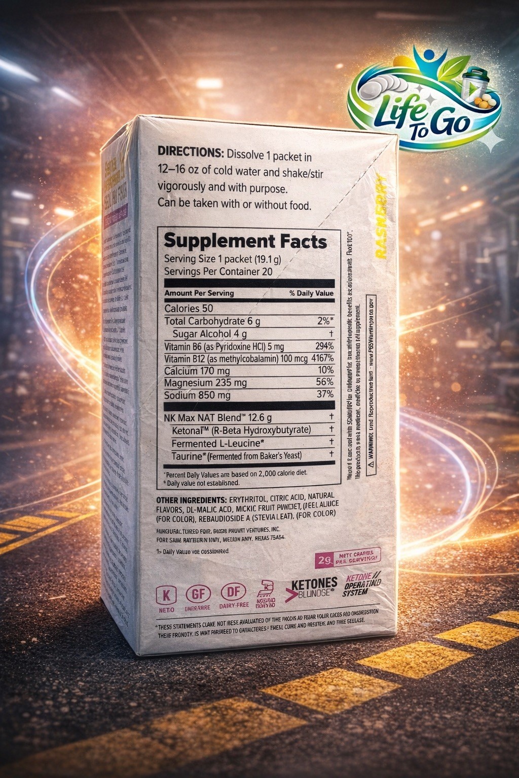 PRUVIT Ketones Nat 20 Packs Caffeine Free RASPBERRY LEMONADE . EXP: 02/2027