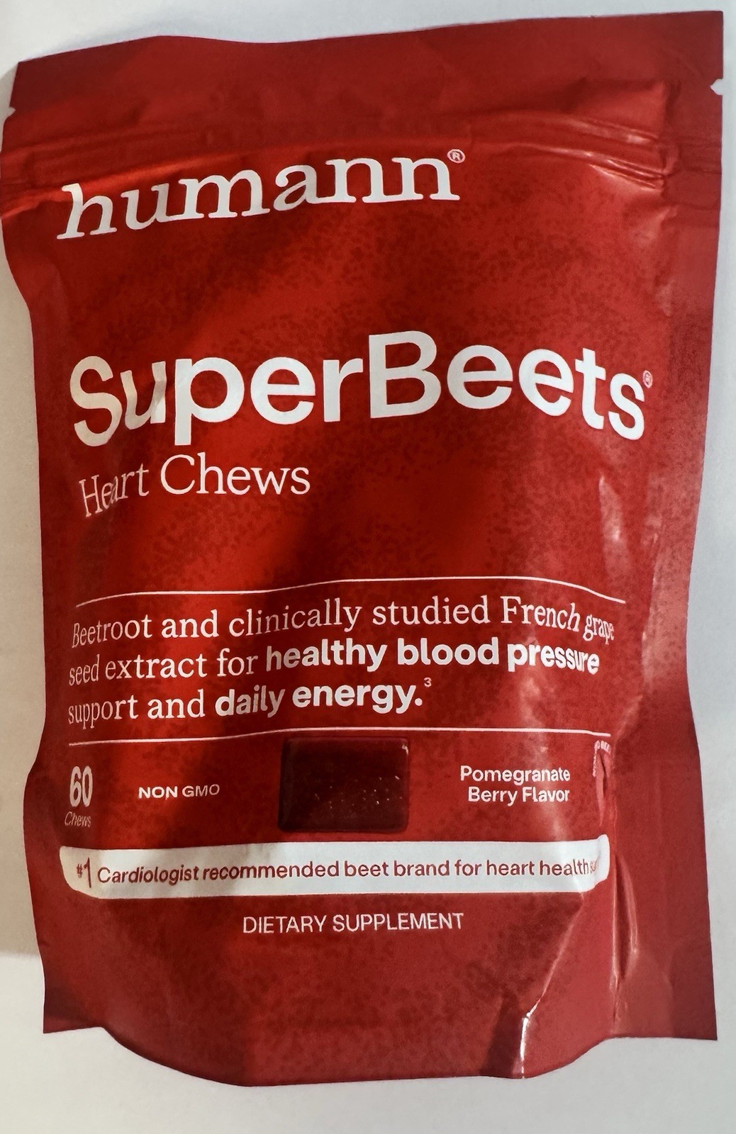 HumanN – SUPER BEETS Heart Chews, Pomegranate, 60 Count, New & Sealed, Exp 04/27