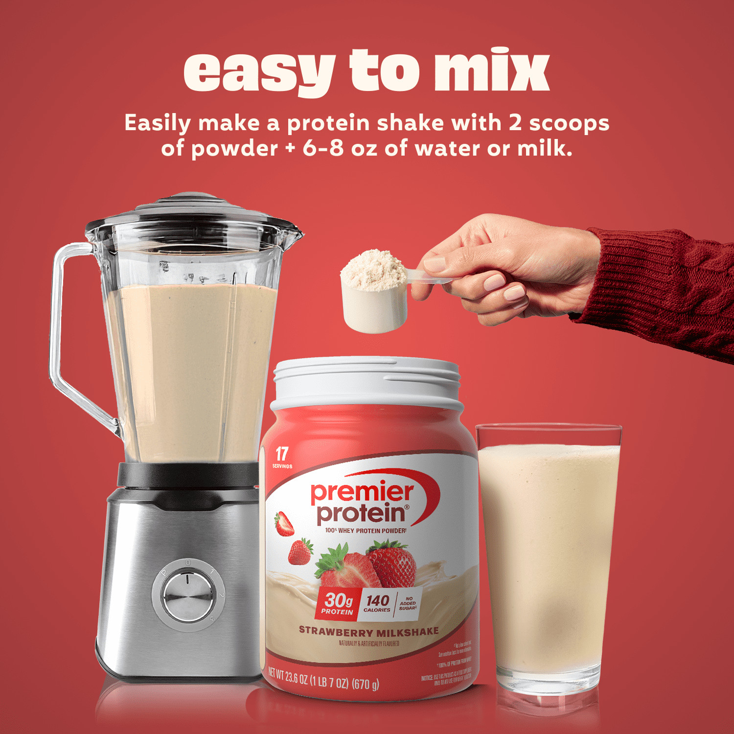 Premier Protein 100% Whey Protein Powder, Strawberry Milkshake, 30g Protein