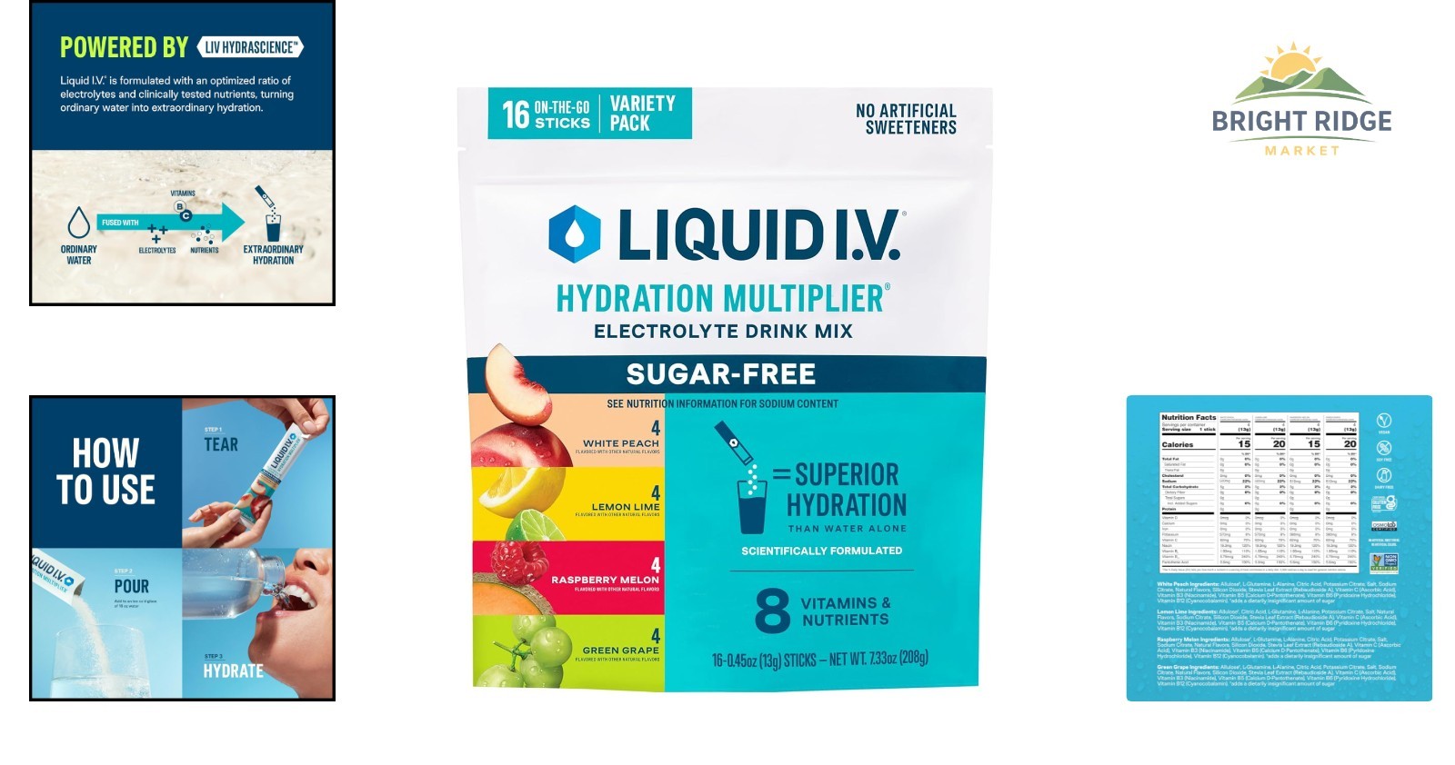 Powdered Hydration Mix, Sugar-Free Electrolytes in Four Delicious Flavors