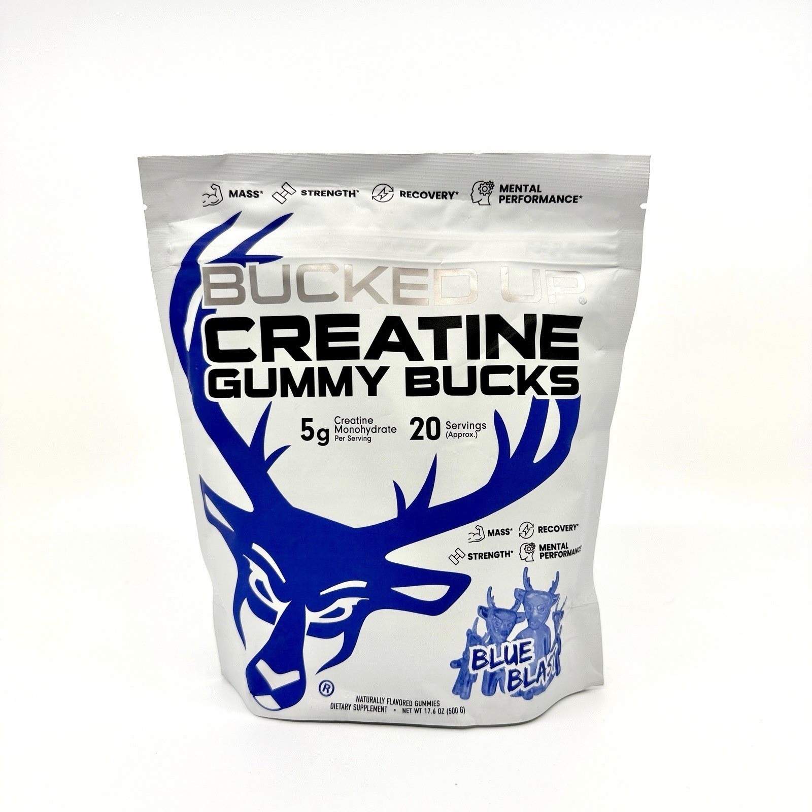 Bucked Up Creatine Gummy Bucks Blue Blast 17.4oz 20 Servings Best By 01/27 NEW