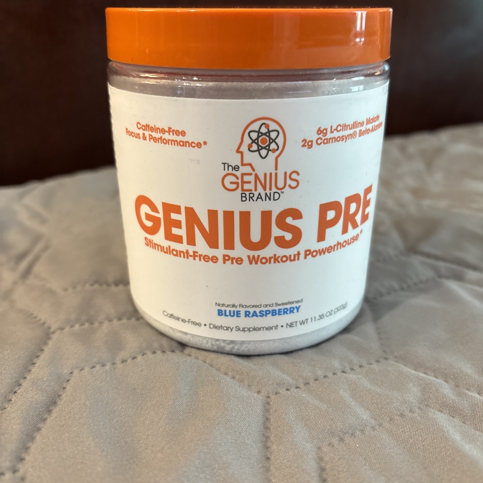 Genius Pre, Stimulant-Free Pre Workout Powerhouse 11.35 oz Blue Raspberry 12/26