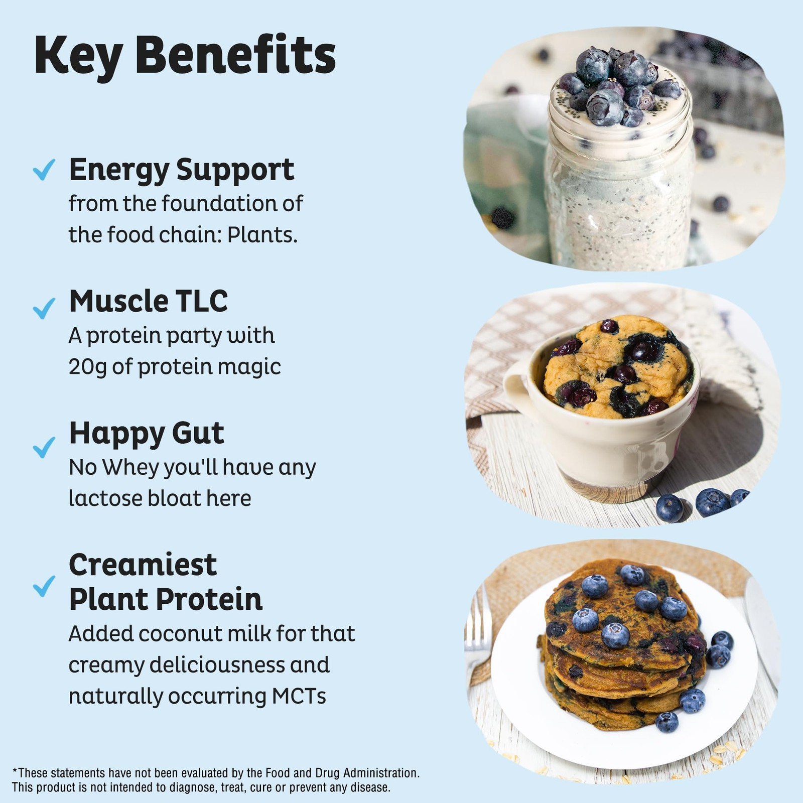 KOS Plant Based Protein Powder, Blueberry Muffin – 20.6 Ounce (Pack of 1)