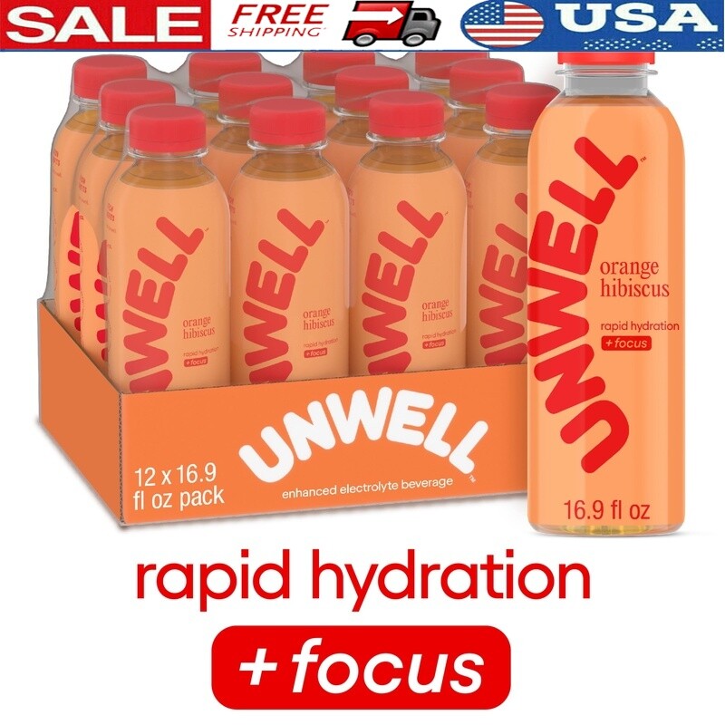 Electrolyte Hydration Drink Rapid Focus Natural Energy 12 Pack Orange Hibiscus