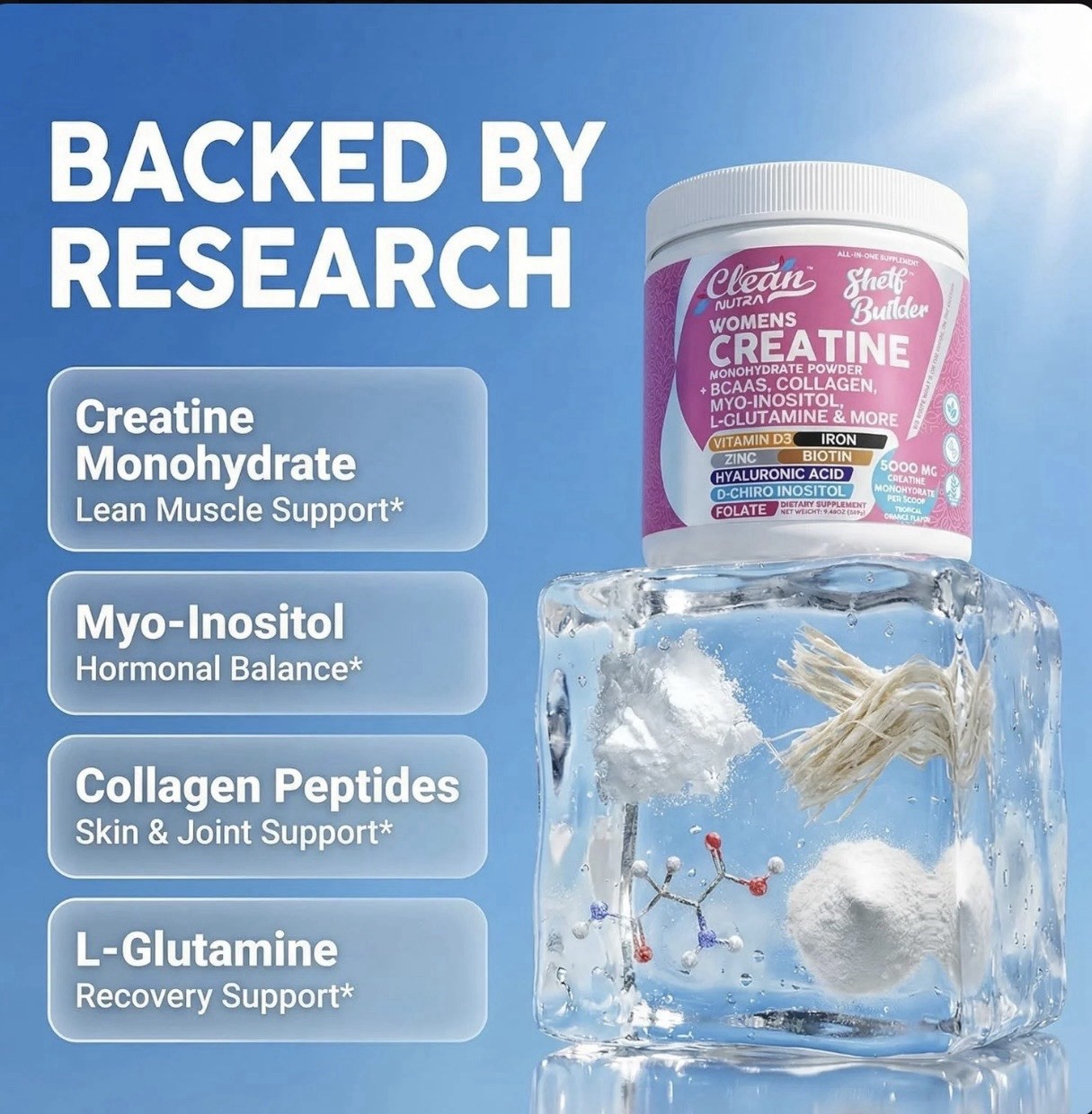 Women’s Creatine Powder Creatine Monohydrate BCAA Myo-Inositol Collagen 1/2 Pack