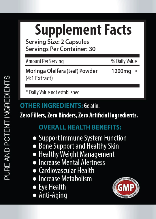 Antioxidant capsules – MORINGA OLEIFERA 1200 – weight loss supplements – 2B