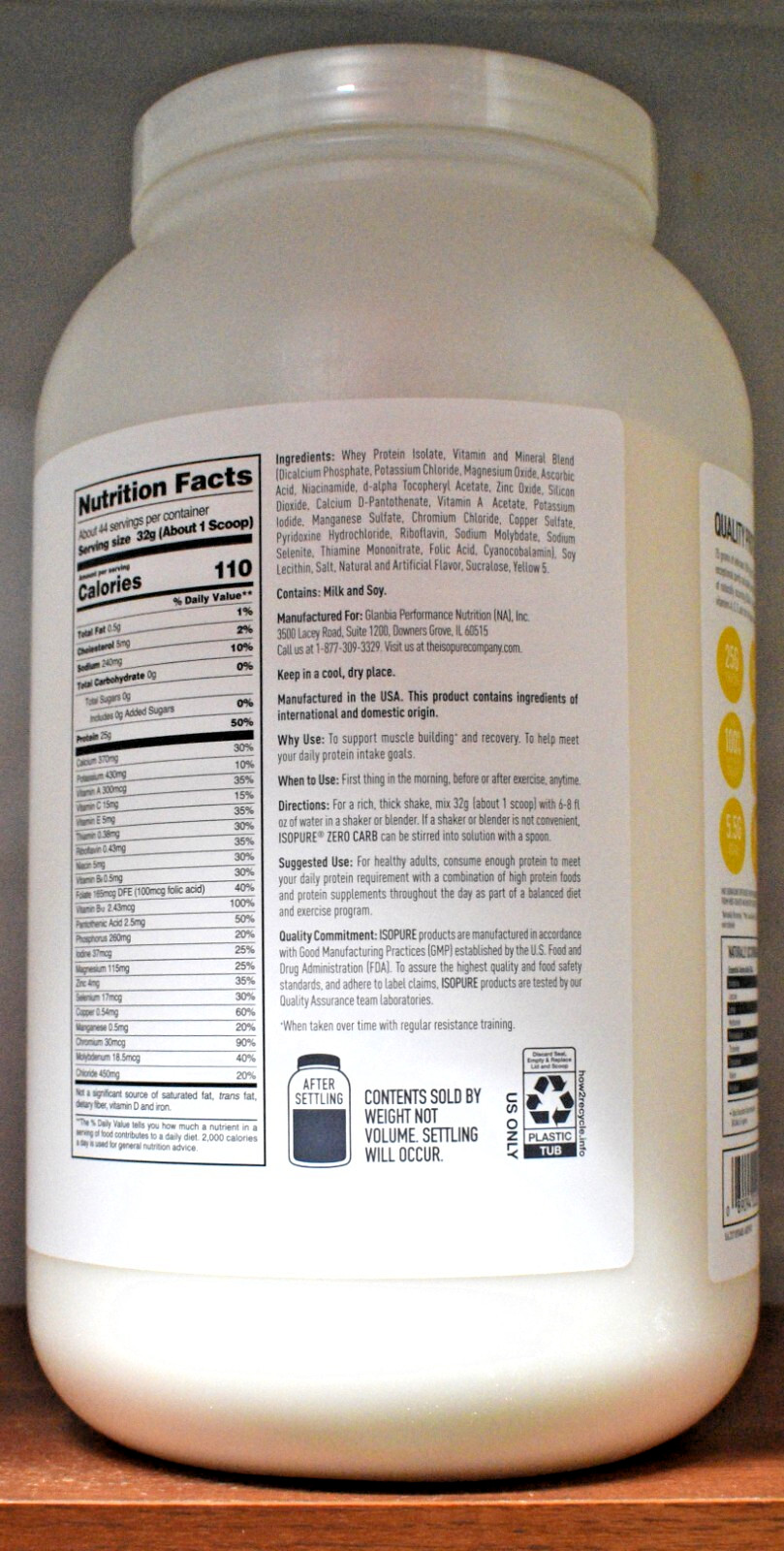 Isopure Banana Cream Zero Carb Protein Powder 3 lb (1.36 kg) 44 Servings