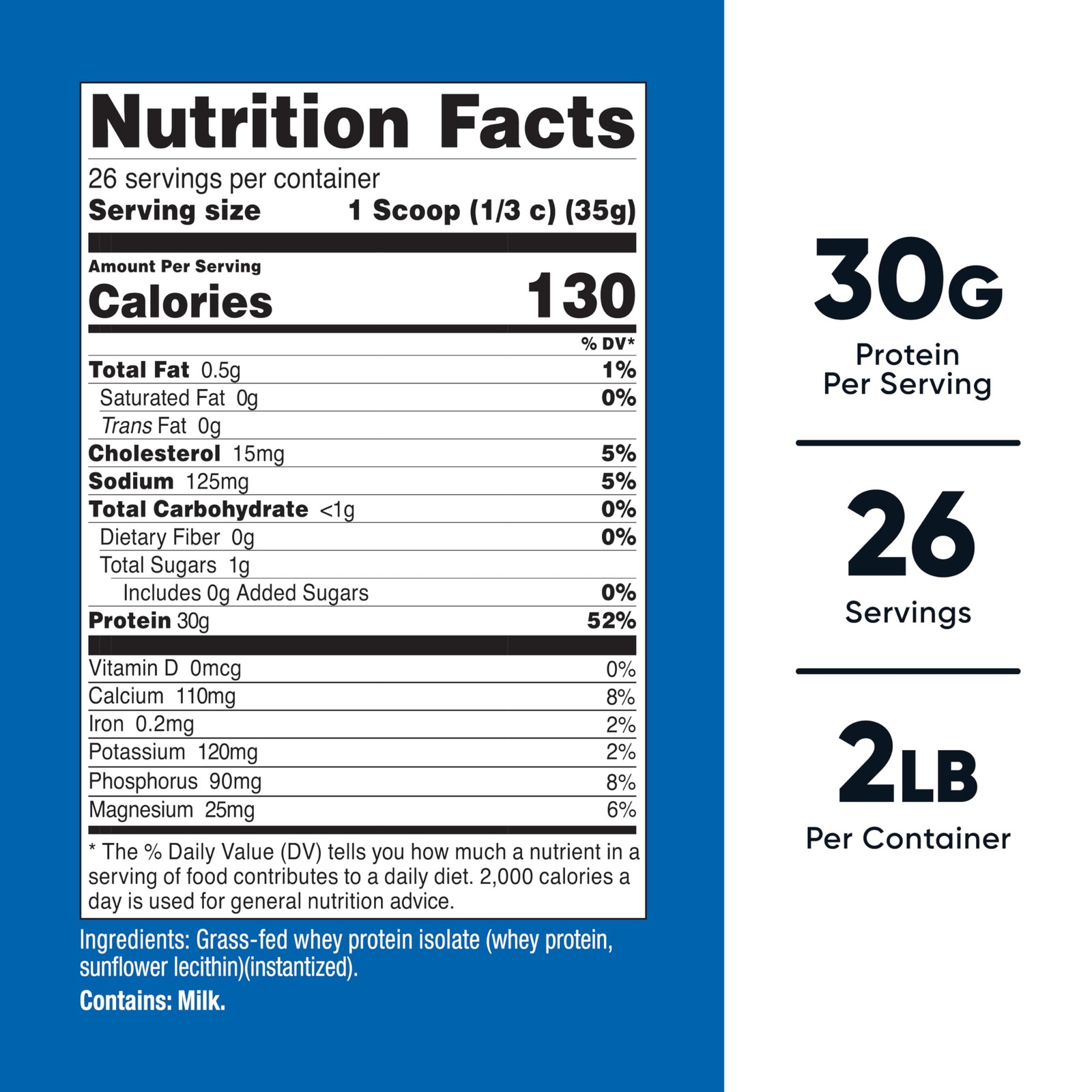 Nutricost Grass-Fed Whey Protein Isolate 2 Pound (Pack of 1), Chocolate