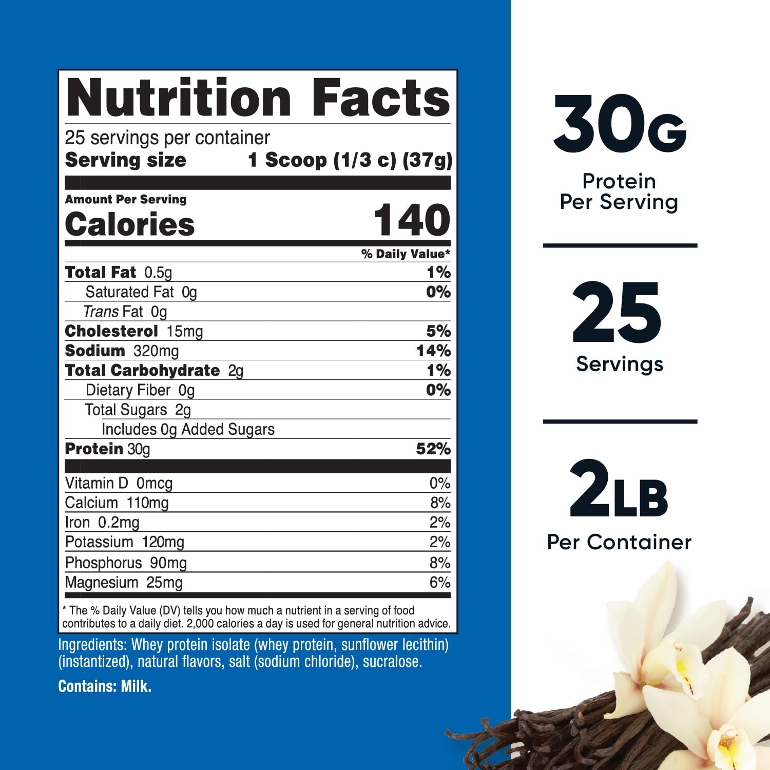 Nutricost Whey Protein Isolate Powder (Vanilla) 2LBS 2 Pound (Pack of 1)