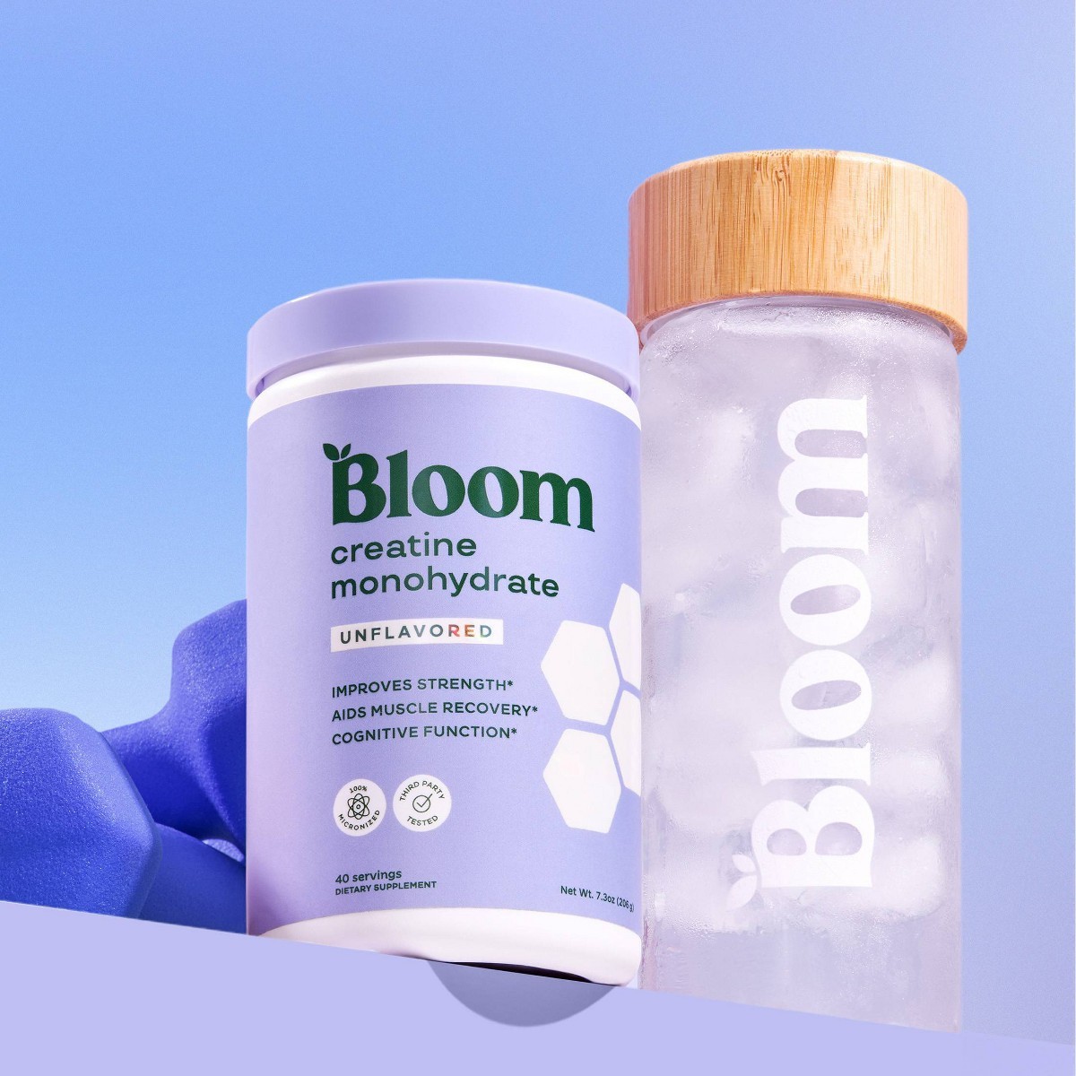 BLOOM NUTRITION Creatine Monohydrate Vegan Supplement Powder – 7.3oz/40 S